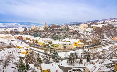 A view over Krems during the winter, Austria